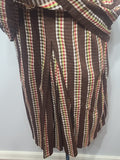 Brown Plaid Stripe Peplum Dress <br> (B-34" W-24" H-34")
