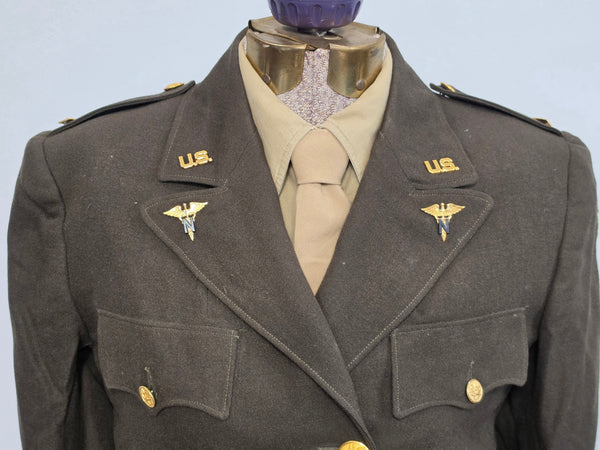 Named Army Nurse Uniform Grouping: Jacket, Skirt, Hat, Blouse, Tie & More <br> (B-34" W-24" H-34")