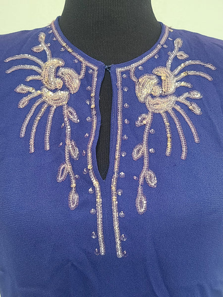 DuBarry Blue Sequin Gown 1945 <br> (B-38" W-29" H-38")