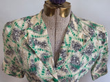 Green Print Peplum Blouse <br> (B-36" W-26")