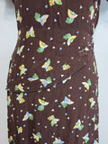 Cold Rayon Lady and Fan Novelty Print Dress <br> (B-36" W-27" H-35")