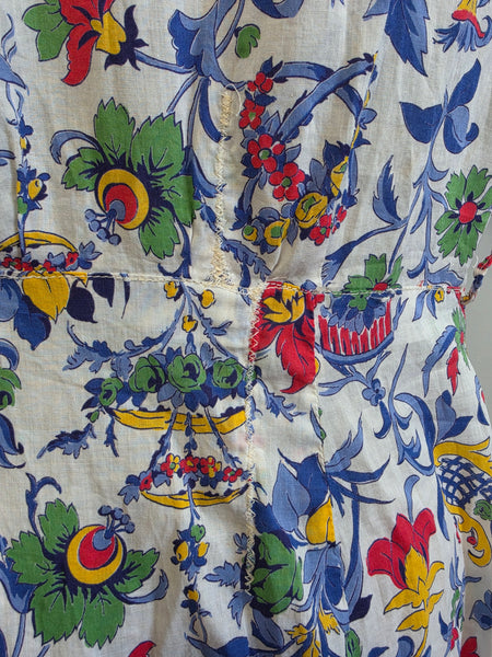 Brightly Colored Flower Print Dress <br> (B-38" W-28" H-33")