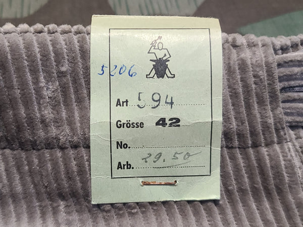 German Gray Corduroy Gray Plus Four Trousers (Small)
