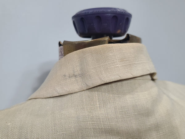 Brown and Tan Colorblock Linen Dress <br> (B-36" W-26.5" H-37")
