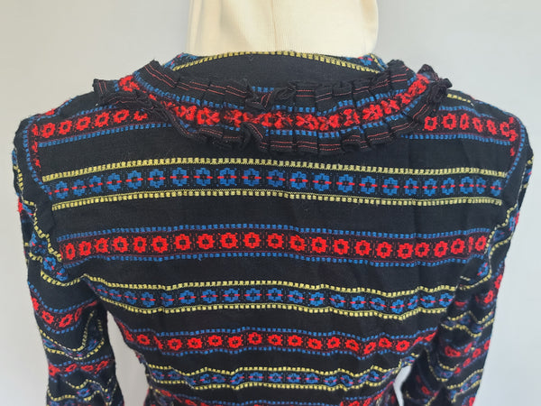 German Long Sleeve Stripe Print Dirndl Dress <br> (B-36" W-30")