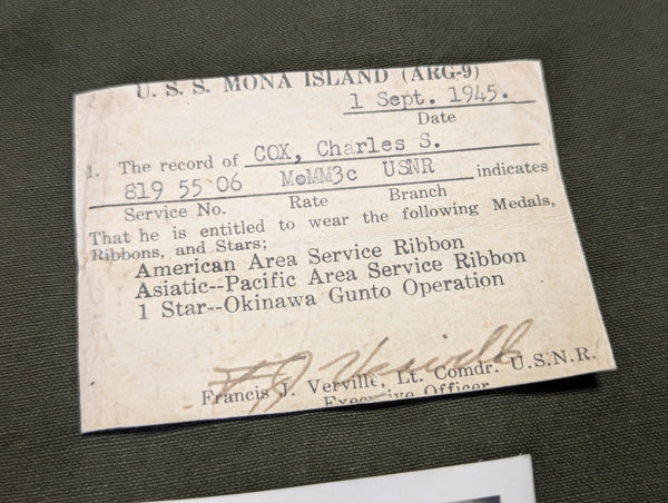 2 U.S. Photos and Pass Pacific Theater USNR