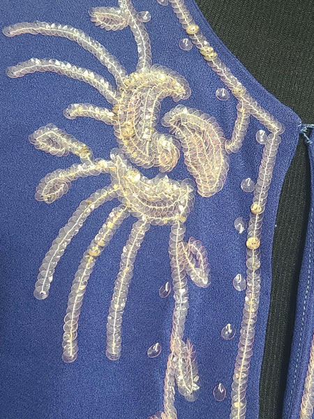 DuBarry Blue Sequin Gown 1945 <br> (B-38" W-29" H-38")