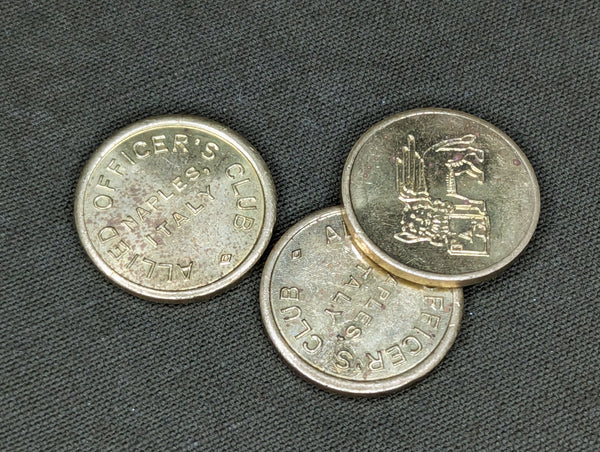 Allied Officers Club Naples Italy Tokens (Lot of 3)