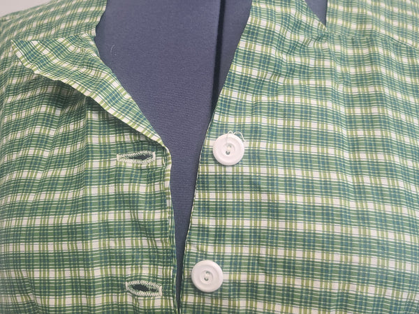 Green Plaid Print Dress <br> (B-43" W-38" H-45")
