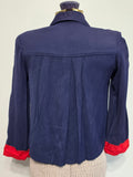 Navy Blue Smock Top with Red Trim <br> (34" Bust)