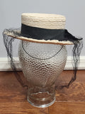 White Straw Tilt Hat with Netting