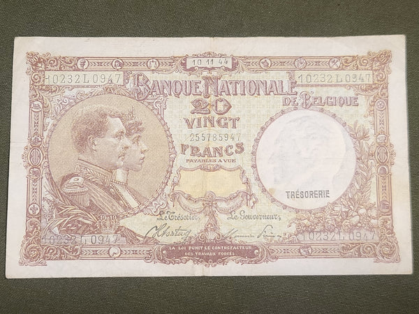 GI Souvenir Belgian Francs Notes "Memories of Belgium Dec. 1944"
