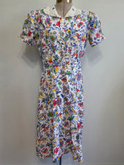 Brightly Colored Flower Print Dress <br> (B-38" W-28" H-33")