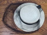 White Straw Tilt Hat with Netting