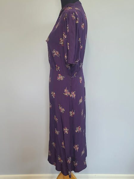 Purple Dress with Bow Print <br> (B-40" W-30" H-37")