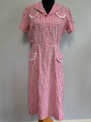Red and White Gingham Dress <br> (B-41" W-32" H-40")