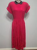 Bright Pink Dress with Velvet Collar <br> (B-37" W-27" H-41")