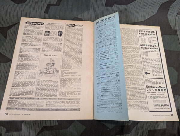 Kraftfahrzeug Handwerk Heft 8 24 February 1940 Krafthand