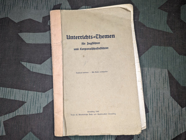 Unterrichts Themen Training for NCO's and Squad Leaders 1942