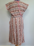 Pink and Brown Paisley Flower Print Wrap Dress <br> (B-44" W-35" H-46")