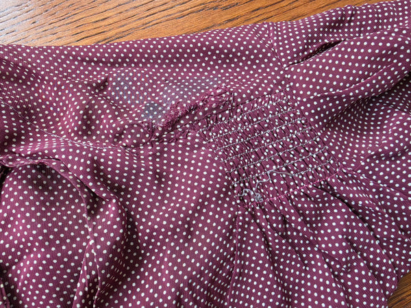 Maroon Dress with Tiny Polka Dots <br> (B-46" W-38.5" H-46")