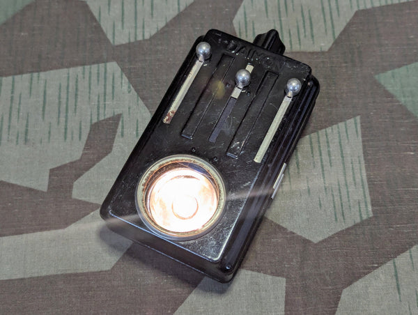 Wehrmacht Style Daimon Flashlight Leather and Wire Button Loop Light Rust