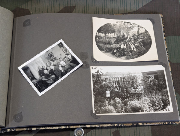Partial German Family Photo Album Faux Snake Skin Cover