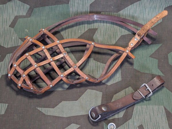 German Leather Dog Muzzle and Collar