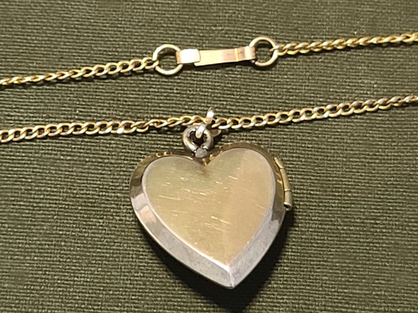 Marine Corps Sweetheart Heart Locket Necklace Mother of Pearl