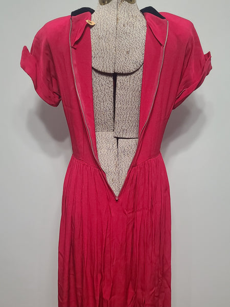 Bright Pink Dress with Velvet Collar <br> (B-37" W-27" H-41")