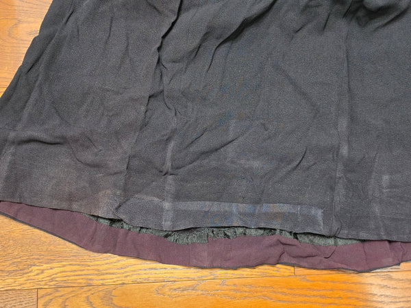 Black Rayon Dress with Colorful Print Wrap Around Top <br> (B-42" W-35" H-41")