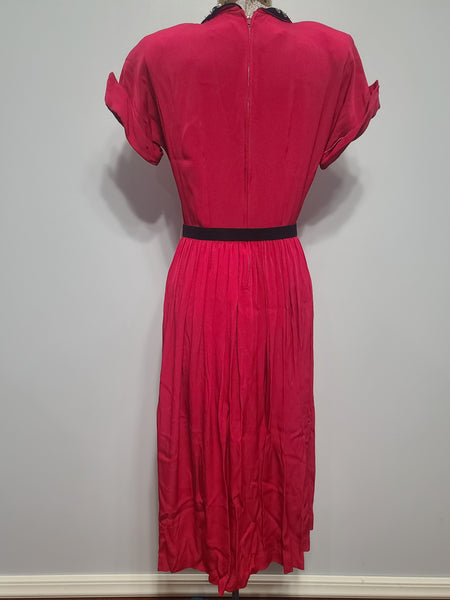 Bright Pink Dress with Velvet Collar <br> (B-37" W-27" H-41")