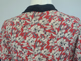 German Red White Black Flower Print Rayon Dress <br> (B-38" W-28" H-35")