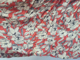 German Red White Black Flower Print Rayon Dress <br> (B-38" W-28" H-35")