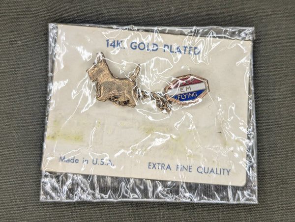 Keep Em Flying Scottie Dog Chain Pin on Card