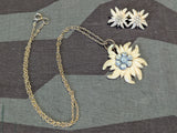 Edelweiss Flower Carved Bone Necklace & Pin