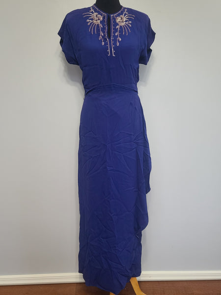 DuBarry Blue Sequin Gown 1945 <br> (B-38" W-29" H-38")