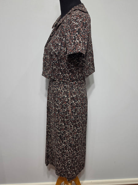 Black and Brown Print Dress and Short Sleeve Top <br> (B-38" W-30" H-36")