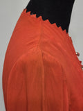 Orange Rayon Dress with Scalloped Edges <br> (B-40" W-30.5" H-38")