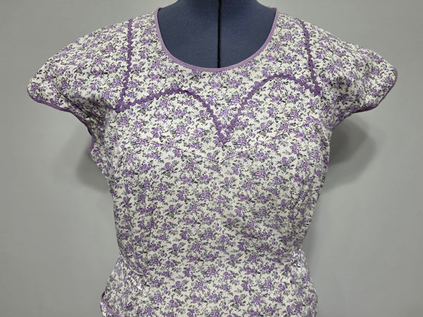 Purple Flower Print Dress <br> (50" Bust)