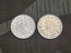 Lot of Two 50 Reichspfennig Coins