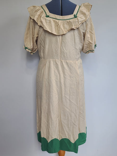 German Prewar Silk Dress Handmade <br> (B-46" W-39.5" H-46")