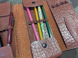 Leather Pen and Pencil Case With Contents