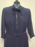 Dark Blue Rayon Dress with Polka Dots <br> (B-46" W-37" H-43")