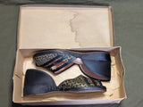 Gold & Black Peep Toe Shoes Wedge Sandals NOS in Box (~Size 6)