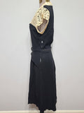 Black Rayon Peplum Dress with Lace Top <br> (B-34" W-27" H-37")