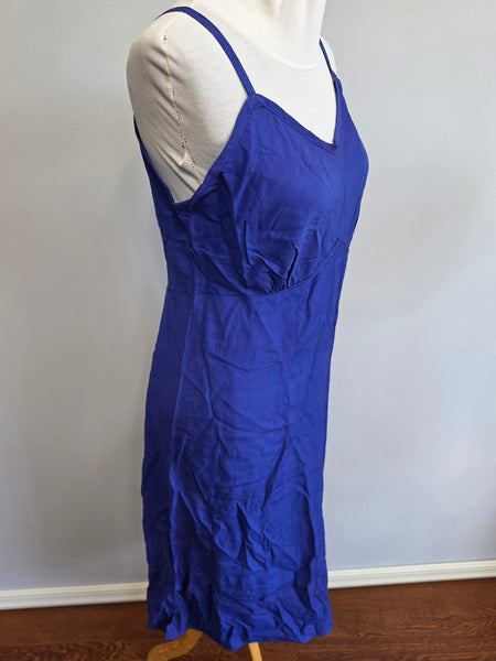 Blue Flower Print Dress and Slip <br> (B-37" W-33" H-37")