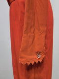 Orange Rayon Dress with Scalloped Edges <br> (B-40" W-30.5" H-38")