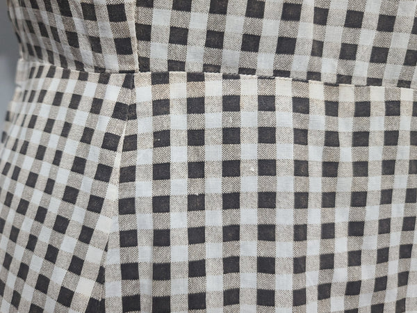 Brown Tan Checkered Dress <br> (B-38" W-30" H-41")