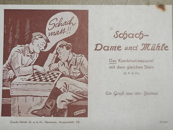 Original Wehrmacht Schach-Dame-Mühle Game Set Complete